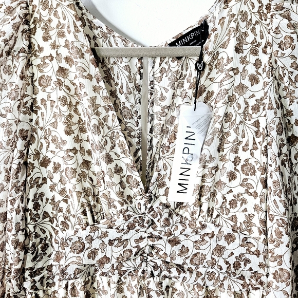 MINKPINK Floral Maxi Dress in Cream and Brown - Picture 5 of 5